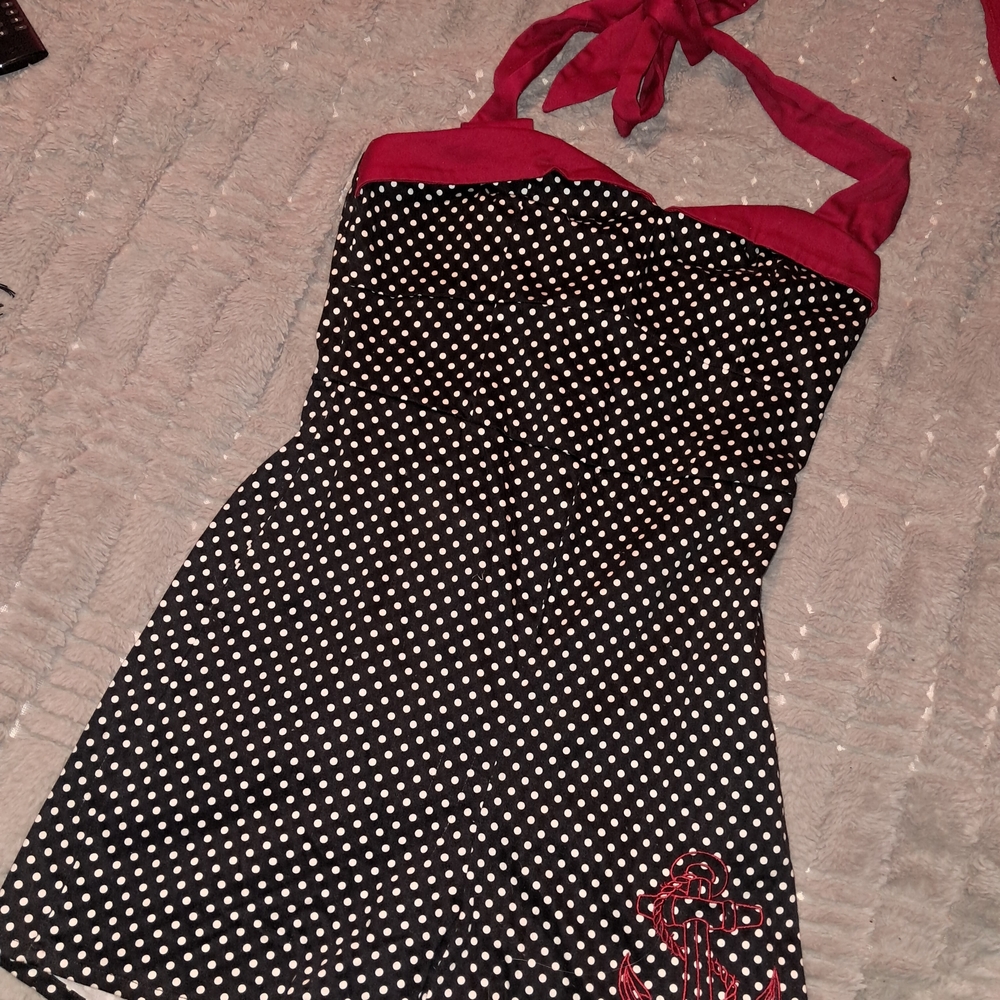 Hot Topic Black and White Polka Dot Romper